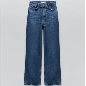 Zara dark blue straight/wide leg jeans